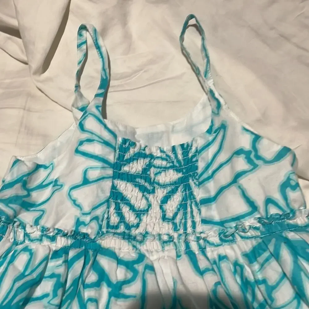 Gymboree 6 turquoise floral white 💯cotton lined sundress worn once euc